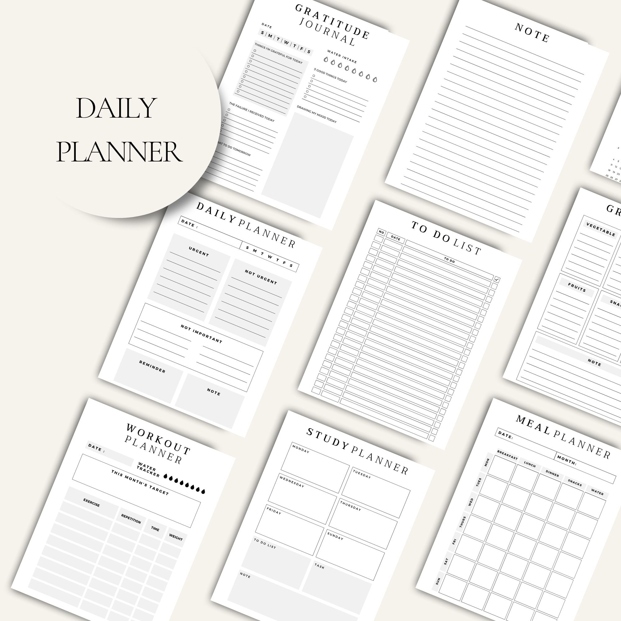 White Minimalist Journal Planner